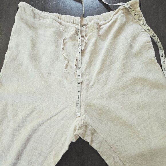 Orvis Linen Beige Tan Pants Pockets Womens Size Medium Pull On Drawstring - Picture 8 of 8